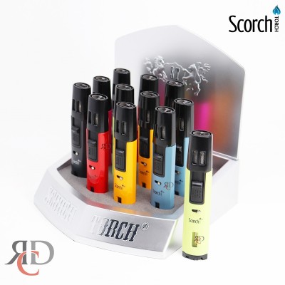 SCORCH TORCH STANDING PENCIL 2T MATTE FINISH & VIBRANT COLOR W/ SEE THRU BUTANE  - STDS90 12CT/ DISPLAY